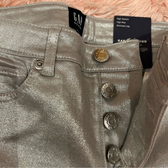 NWT GAP Shiny Silver High-Rise stretch pants Size 10 - Picture 3 of 10